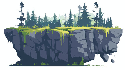 CliffMountain and Forest view flat vector