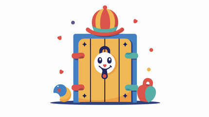 Clown carnival and security protection padlock cartoon