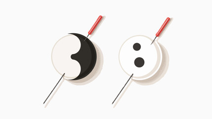 acupuncture needles and yin yang sign flat vector 