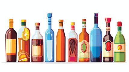 Alcohol bottle line vector celebration drink concept - obrazy, fototapety, plakaty