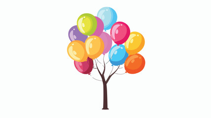 Colored balloons tree. Happy birthday. Vector