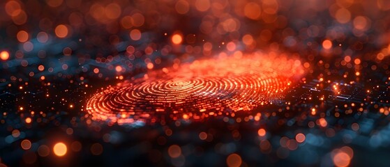 Digital Fingerprint: Cybersecurity's First Line of Defense. Concept Data Encryption, Network Security, Threat Detection, Vulnerability Assessment, Identity Authentication