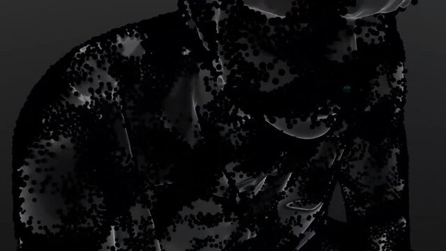 3D-animation. multicolored particles are collected in a person