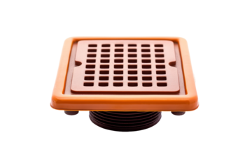 Orange Drain Cover on White Background. On a White or Clear Surface PNG Transparent Background.