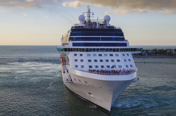 Modern luxury cruiseship cruise ship liner Equinox sailing from Key West, Florida during Carribean...