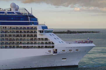 Modern luxury cruiseship cruise ship liner Equinox sailing from Key West, Florida during Carribean...