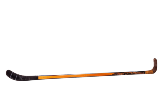 Hockey Stick With Orange Stripe for Ice Hockey Game. On a White or Clear Surface PNG Transparent Background.
