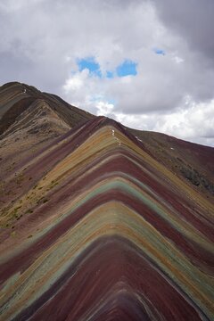 Peru's Rainbow Mountain, Portrait - Cusco and the Peruvian Andes Stock Image 