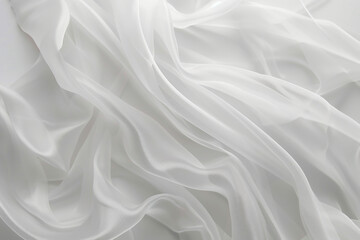 Naklejka premium Closeup of rippled white satin fabric texture background.