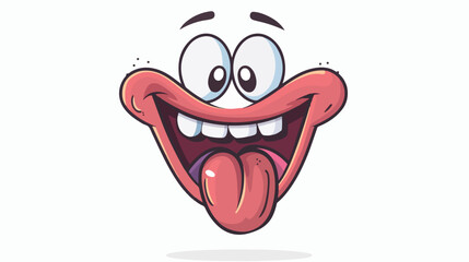 Cartoon silly face with tongue flat vector