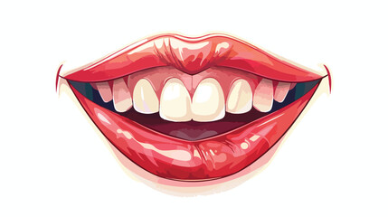 Cartoon smiley with sexy red lips flat vector 