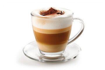 Cup of cappuccino on a white background. Coffee. Background image. Created with Generative AI technology.