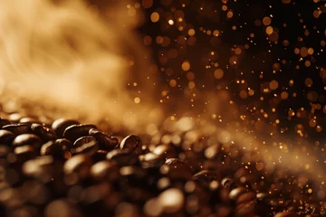 Foto op Plexiglas Macro shot of coffee beans. Strong depth of field. Coffee. Background image. Created with Generative AI technology. © Artem