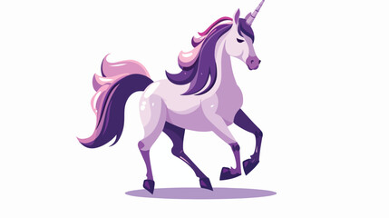 Obraz na płótnie Canvas cartoon unicorn proudly raising its head lilac color