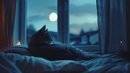 Night cats thrive in the quietude of late-night hours, - Powered by Adobe