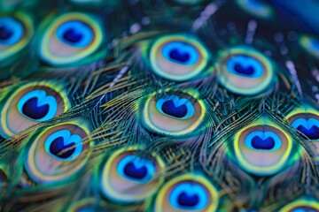 vibrant peacock feathers showcasing nature's artistry in mesmerizing patterns
