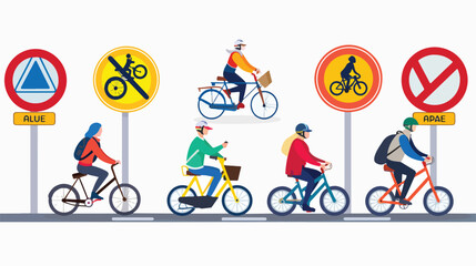 Cyclists and moped riders on carriageway - obrazy, fototapety, plakaty
