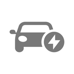 Electric vehicle vector icon. Car with charger symbol.