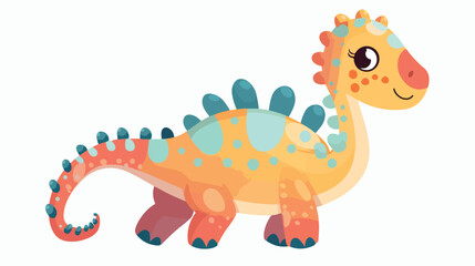 Cartoon adorable dinosaur flat vector isolated on white