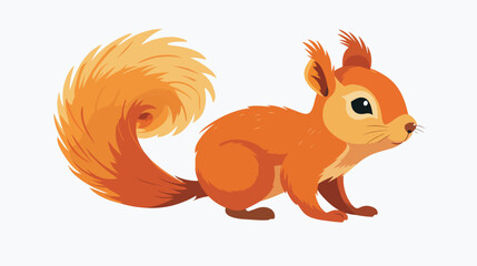 Cartoon adorable squirrel flat vector isolated on white