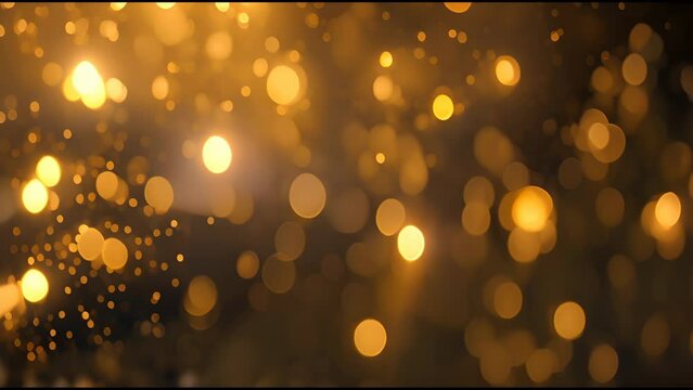 Golden light spots scene on black background video 4k