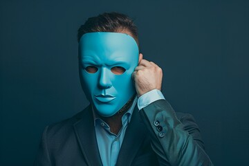 Elegancki mężczyzna w niebieskiej masce - obrazy, fototapety, plakaty