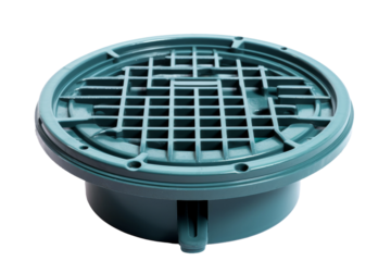 Round Drain With Grid on the Side. On a White or Clear Surface PNG Transparent Background.