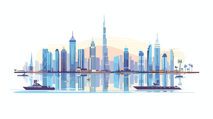 Dubai Skyline Panorama Modern Building Cityscape 