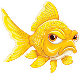 Colorful vector of a displeased cartoon goldfish - 780328358