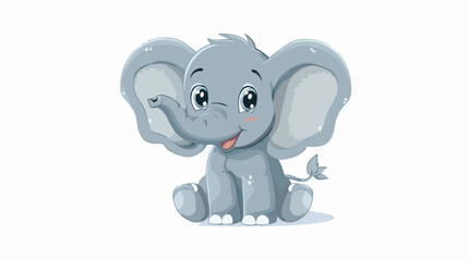 Cute baby elephant cartoon sitting flat vector 