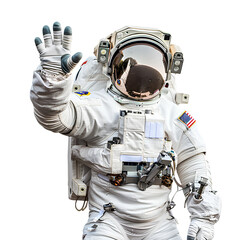 Astronauts giving a high five, isolated on transparent background 