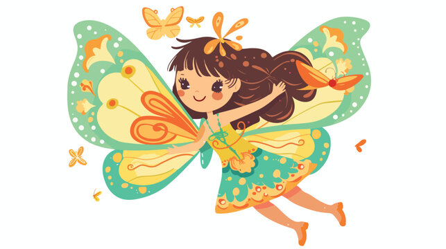 Cute butterfly fairy vector illustration flat vector