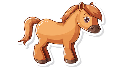 Cute cartoon brown pony horse. Sticker or toy for kid
