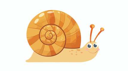 Cute cartoon snail isolated on white background flat