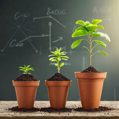 Obraz premium 화분에 심은 식물 성장 과정