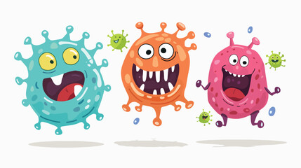 Cartoon bacteria fun character cute monster with shape