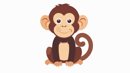 Cute monkey waving flat vector