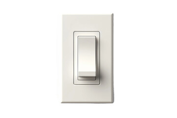 White Light Switch on White Wall. On a White or Clear Surface PNG Transparent Background.
