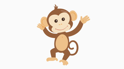 Cute monkey waving flat vector