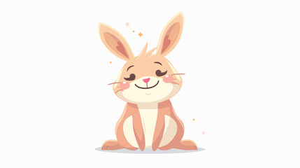 Cute rabbit cartoon flat vector isolated on white background