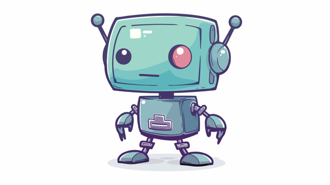 Cute robot mascot design kawaii flat vector isolated