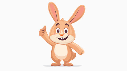 Cartoon bunny giving thumb up flat vector isolated on
