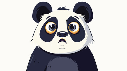 Cute surprised panda with large and bulging eyes. Flat