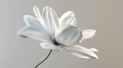 A beautiful white magnolia flower in full bloom against a pale gray background.