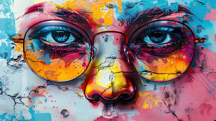 Captivating Graffiti Art Merging Gloomy Intellect and Vibrant Watercolor on Isolated Cinematic Background