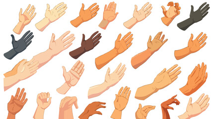 Cartoon collection of hand shape flat vector isolated