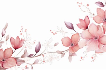 Watercolor cyclamen clipart with delicate pink and white blooms. flowers frame, botanical border, pink and white blooms , on white background.