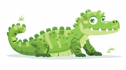 Cartoon crocodile happy flat vector isolated on white