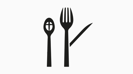 Fork Spoon Restaurant Icon black flat vector isolated