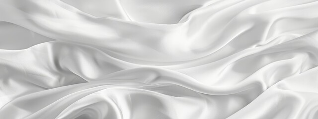 Obraz premium Abstract white background with elegant cloth texture, white silk fabric with folds and waves. elegant luxury design element for banner or wallpaper.